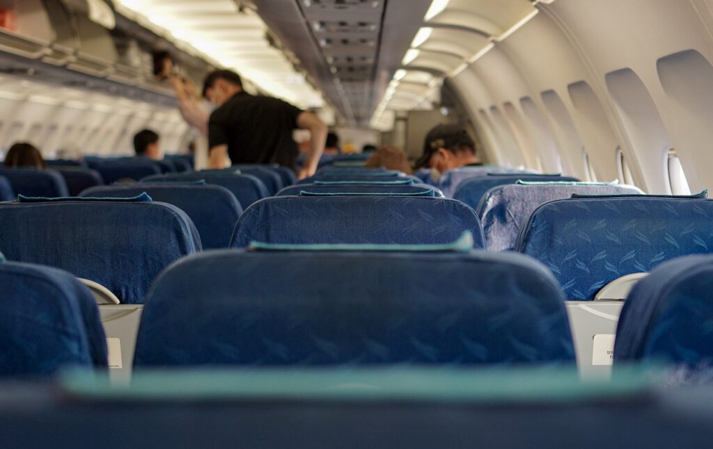 Passengers on airplane