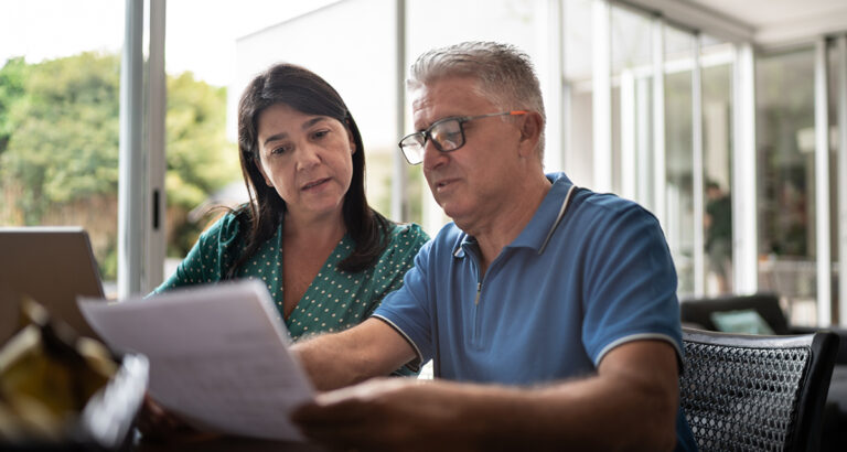 Couple going over a paper